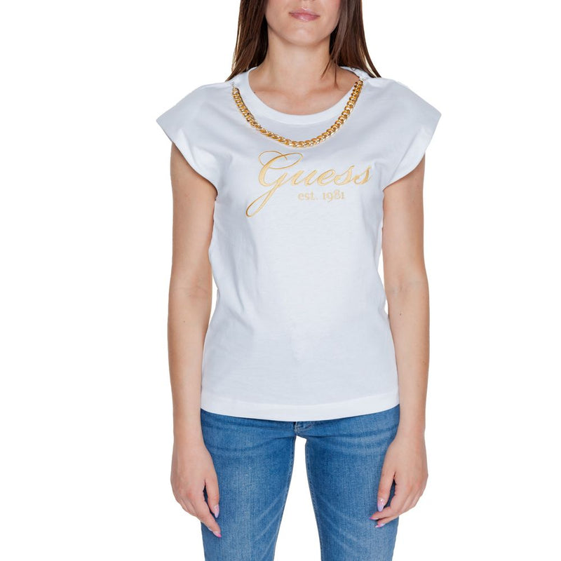 Guess White Cotton Tops & Women's T-Shirt