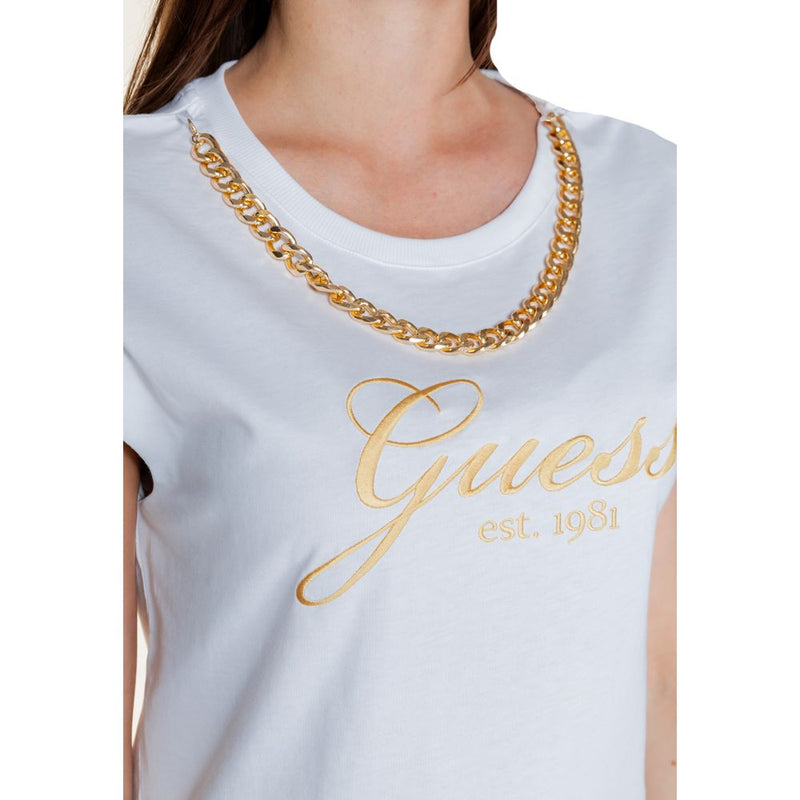 Guess White Cotton Tops & Women's T-Shirt