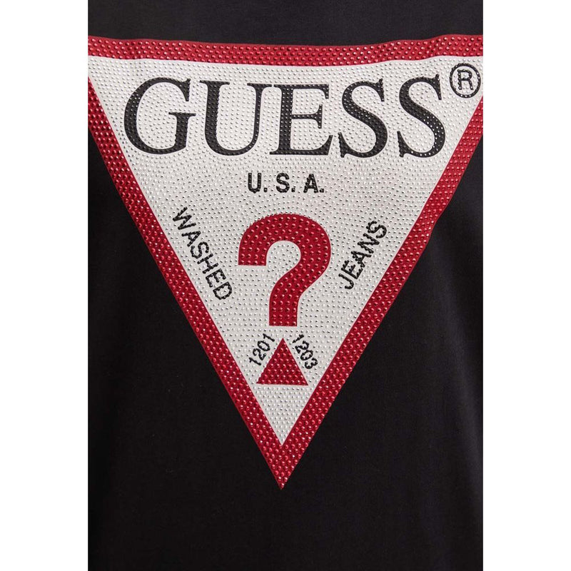 Guess Black Cotton Tops & Women's T-Shirt