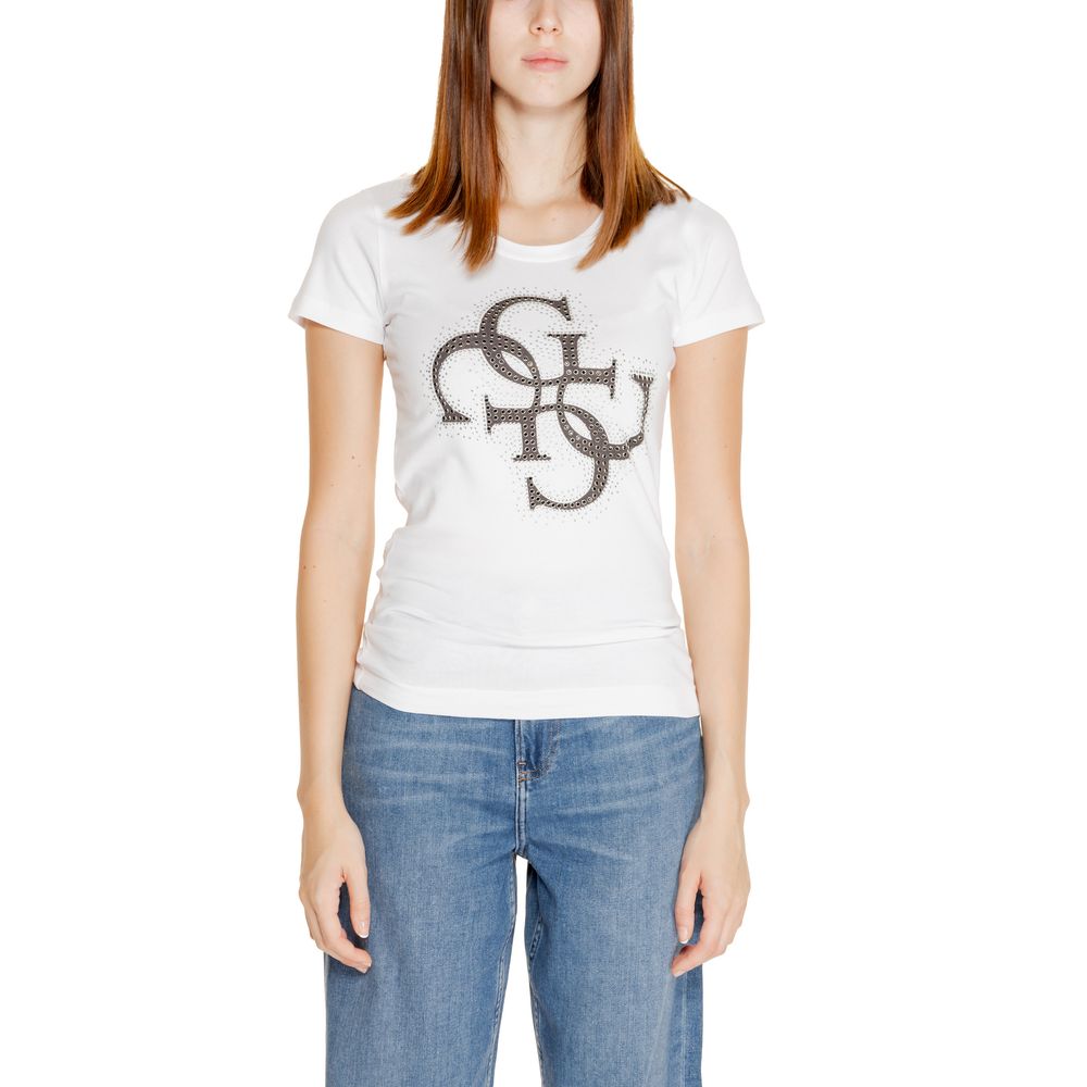 Guess White Cotton Tops & Women's T-Shirt