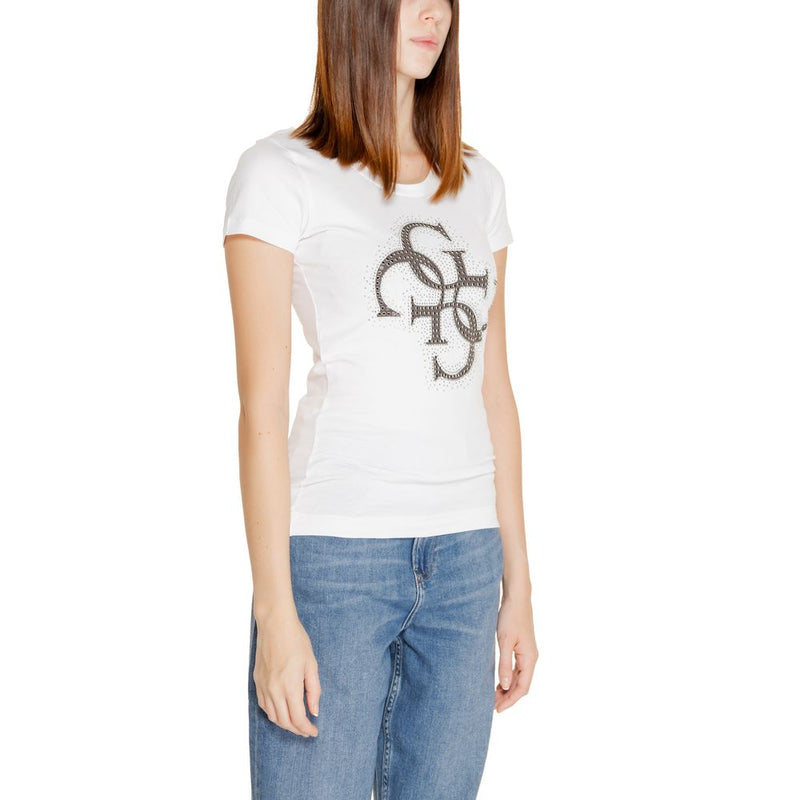 Guess White Cotton Tops & Women's T-Shirt