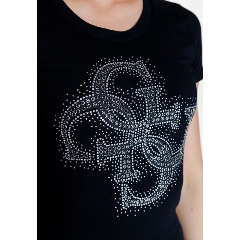 Guess Black Cotton Tops & Women's T-Shirt