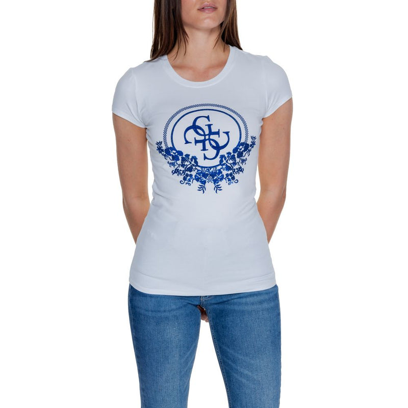 Guess White Cotton Tops & Women's T-Shirt