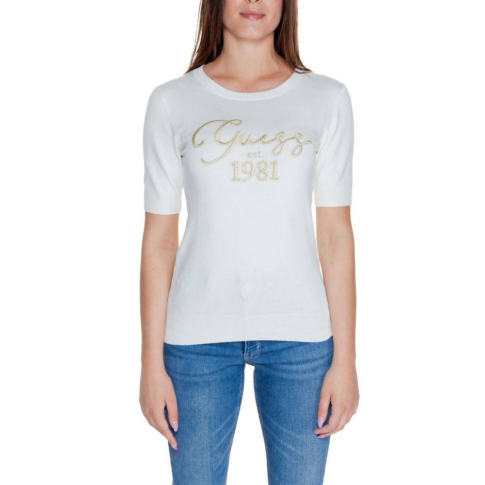 Guess White Viscose Tops & Women's T-Shirt