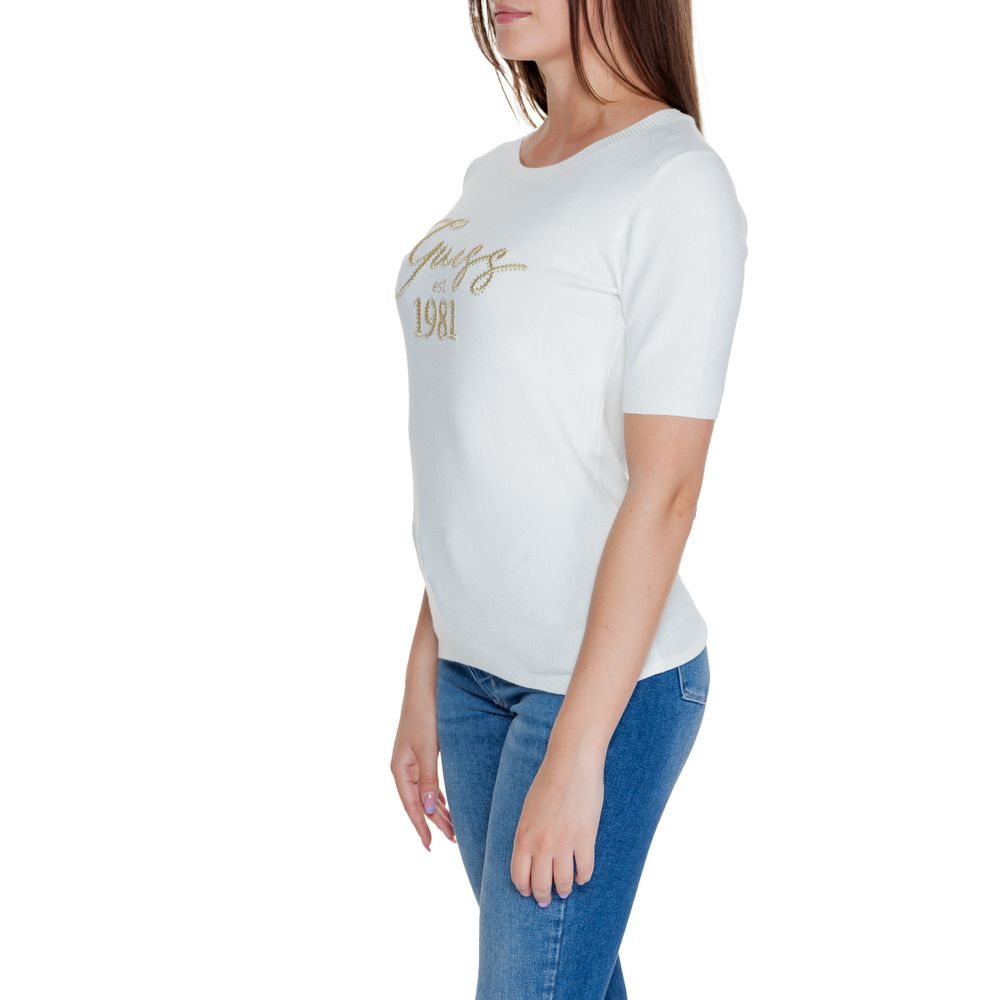 Guess White Viscose Tops & Women's T-Shirt