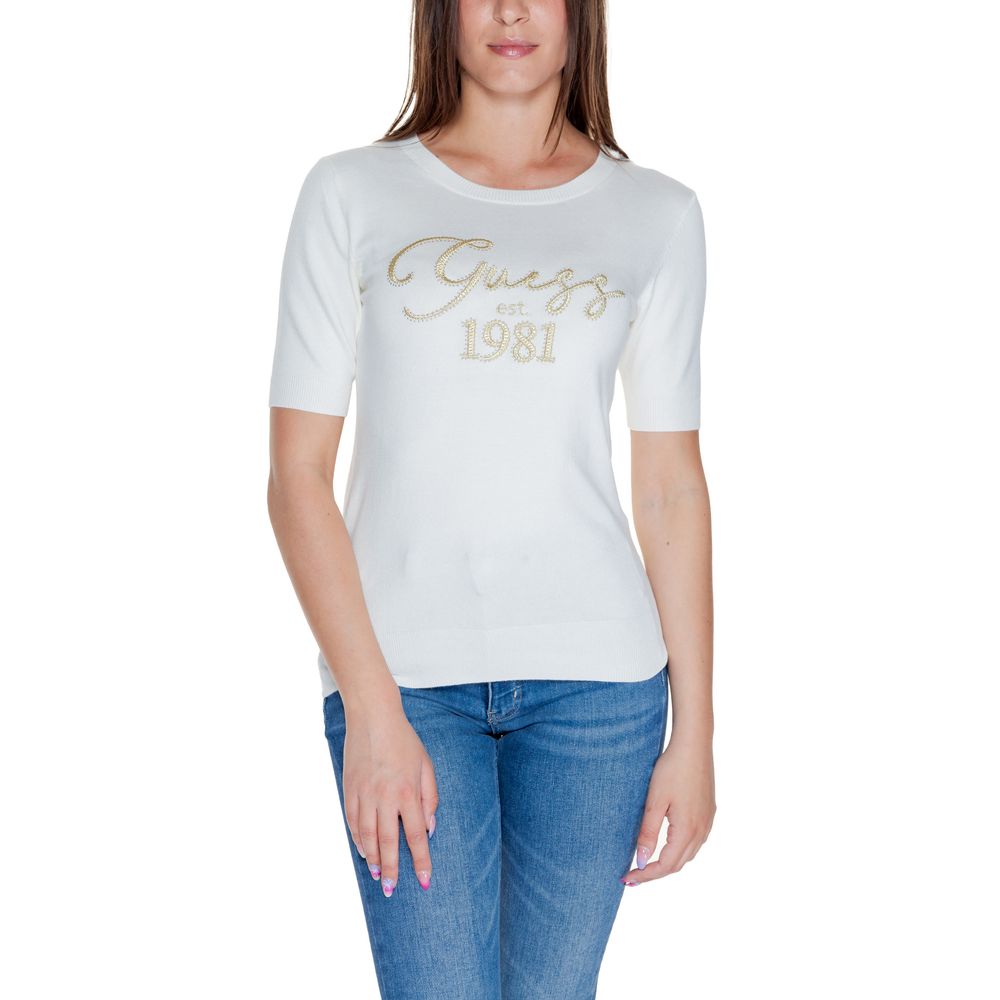 Guess White Viscose Tops & Women's T-Shirt