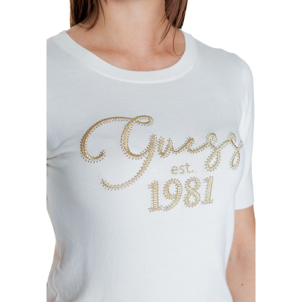 Guess White Viscose Tops & Women's T-Shirt