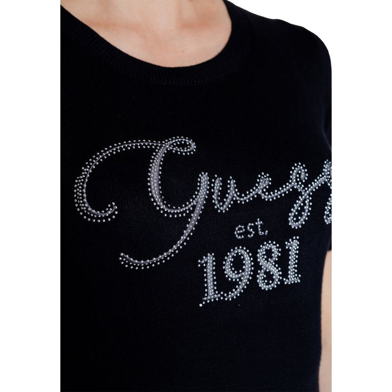 Guess Black Viscose Tops & Women's T-Shirt