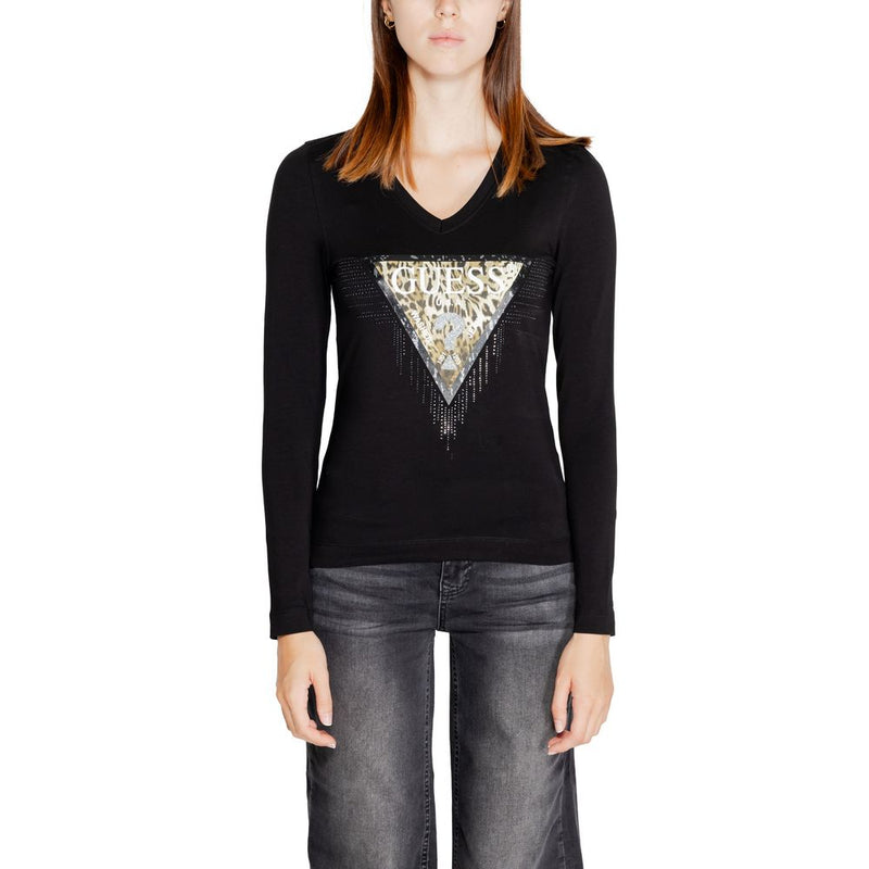 Guess Black Cotton Tops & Women's T-Shirt