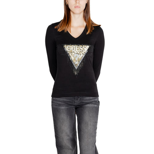 Guess Black Cotton Tops & Women's T-Shirt