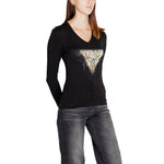 Guess Black Cotton Tops & Women's T-Shirt