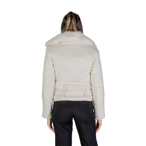 Guess Cream Polyester Jackets & Women's Coat