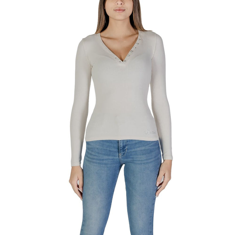 Guess Cream Viscose Tops & Women's T-Shirt