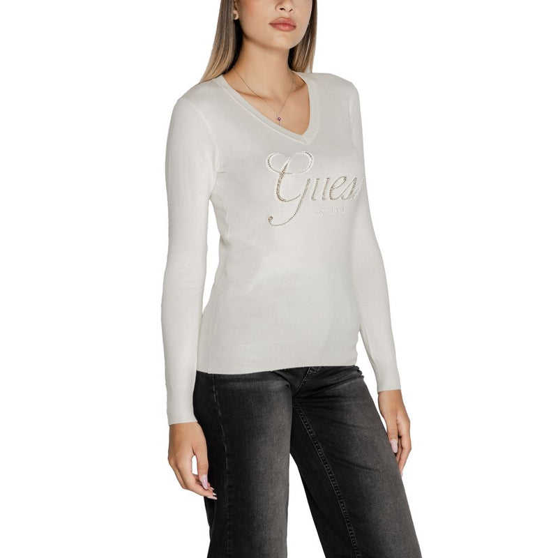 Guess White Viscose Tops & Women's T-Shirt