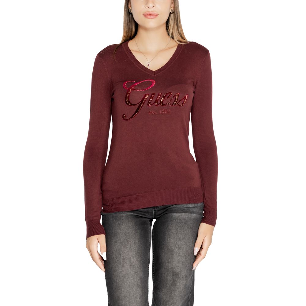 Guess Bordeaux Viscose Tops & Women's T-Shirt