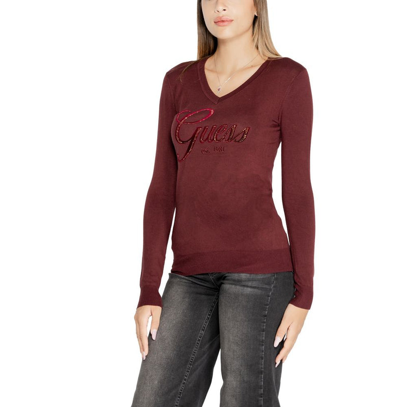 Guess Bordeaux Viscose Tops & Women's T-Shirt