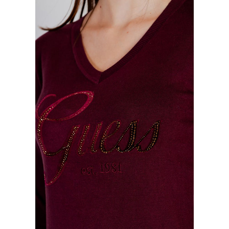 Guess Bordeaux Viscose Tops & Women's T-Shirt