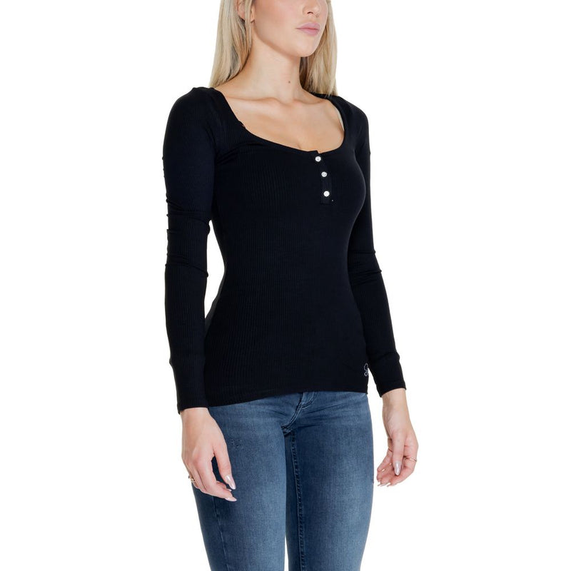 Guess Black Cotton Tops & Women's T-Shirt