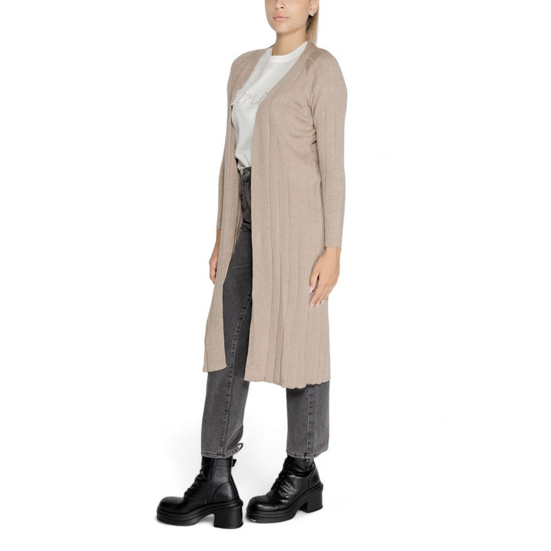 Only Beige Acrylic Women's Cardigan