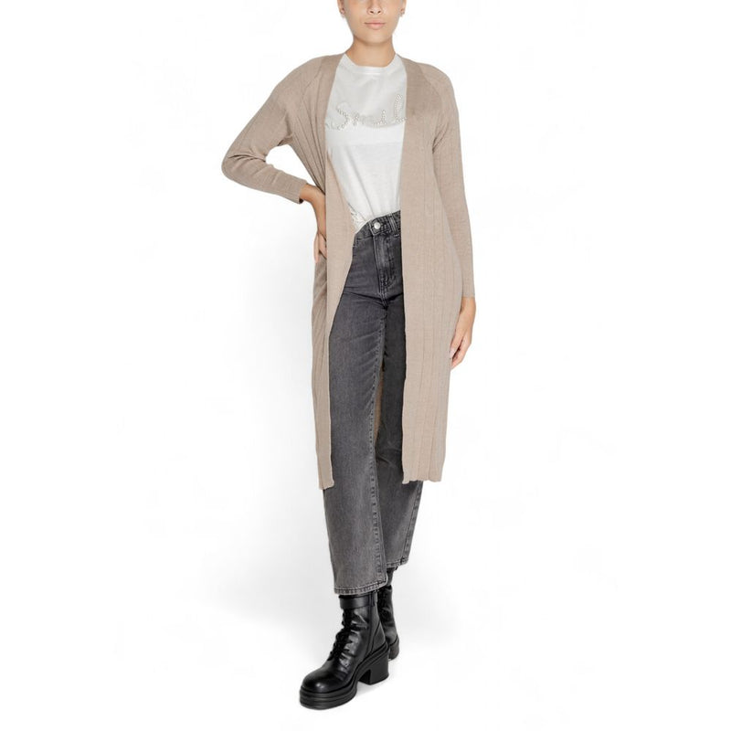 Only Beige Acrylic Women's Cardigan