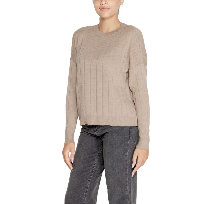 Only Beige Acrylic Women's Sweater