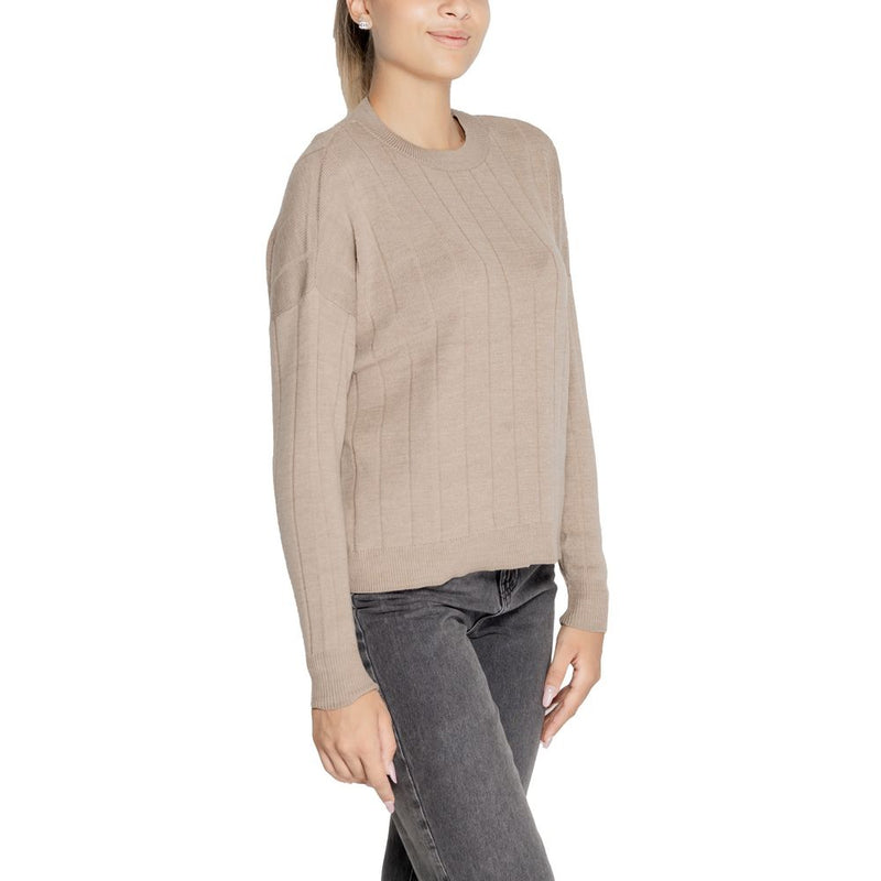 Only Beige Acrylic Women's Sweater