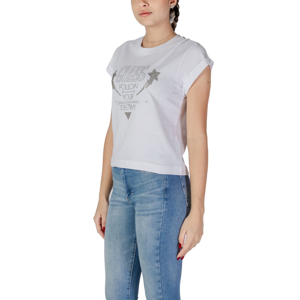 Guess White Cotton Tops & Women's T-Shirt