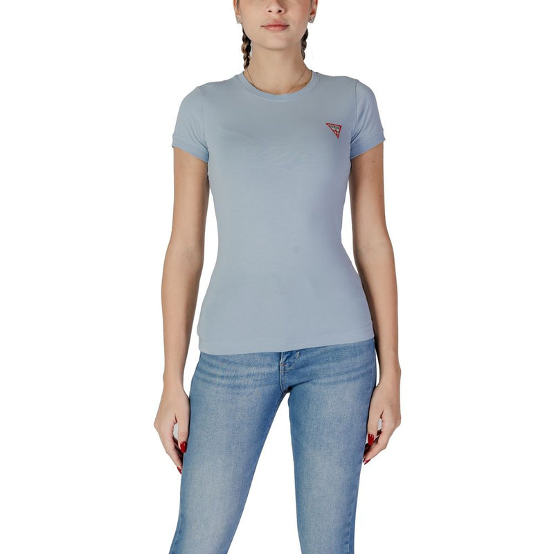 Guess Blue Cotton Tops & Women's T-Shirt