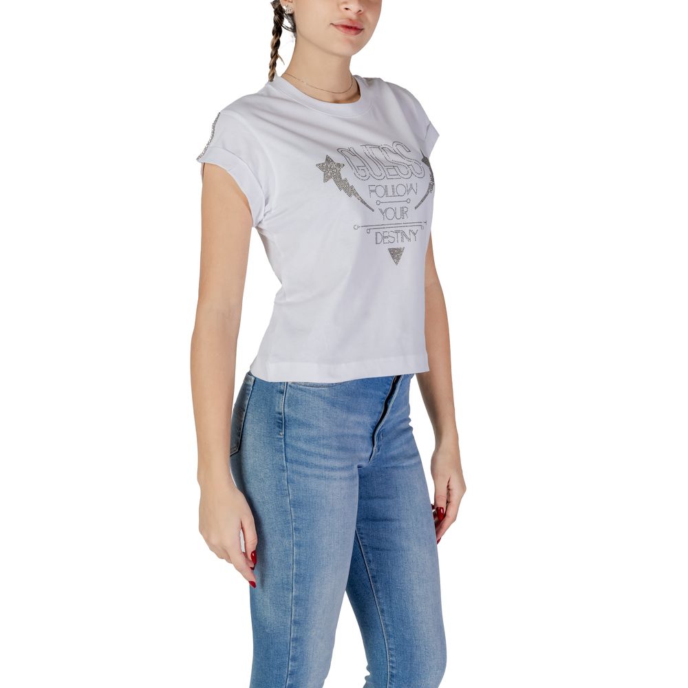 Guess White Cotton Tops & Women's T-Shirt