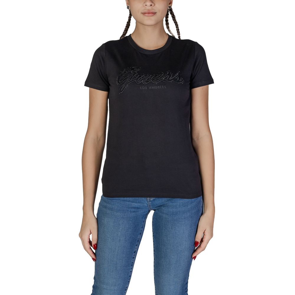 Guess Black Cotton Tops & Women's T-Shirt