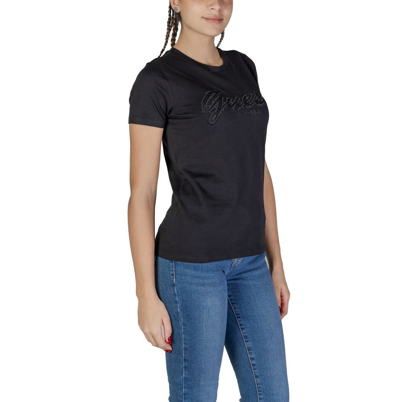 Guess Black Cotton Tops & Women's T-Shirt