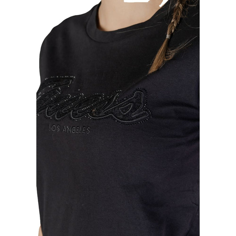 Guess Black Cotton Tops & Women's T-Shirt