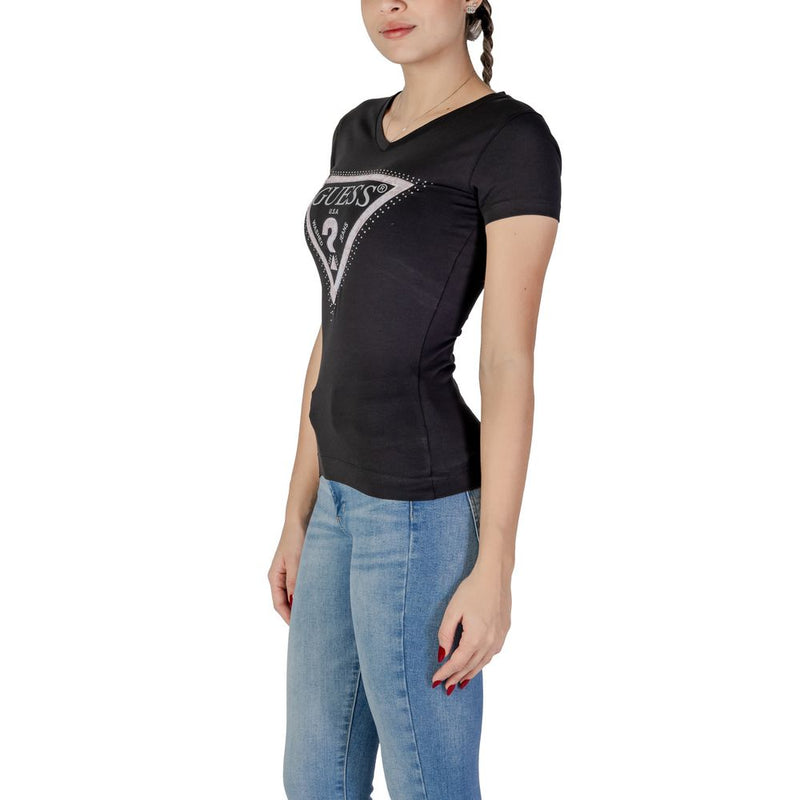 Guess Black Cotton Tops & Women's T-Shirt