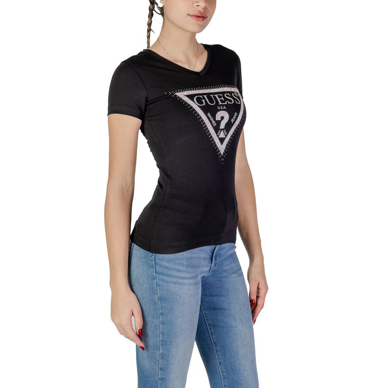 Guess Black Cotton Tops & Women's T-Shirt