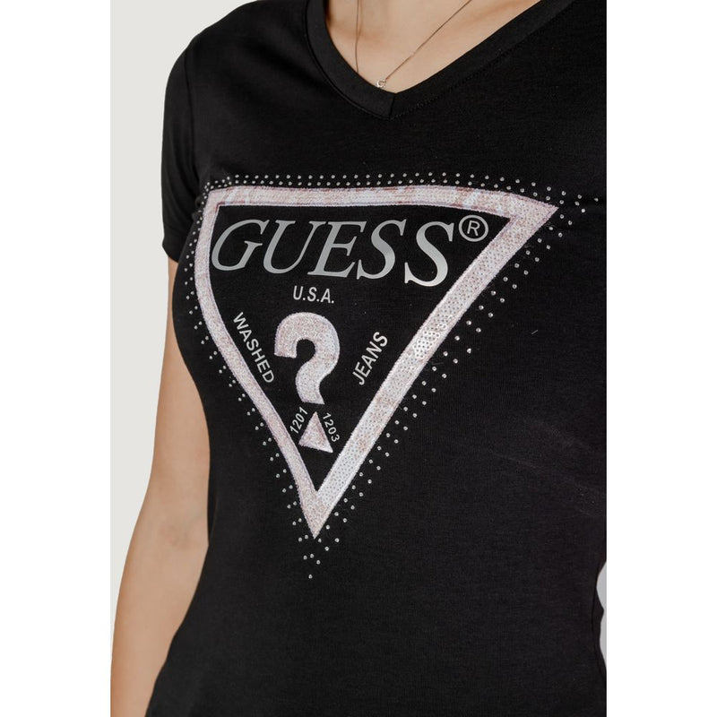 Guess Black Cotton Tops & Women's T-Shirt