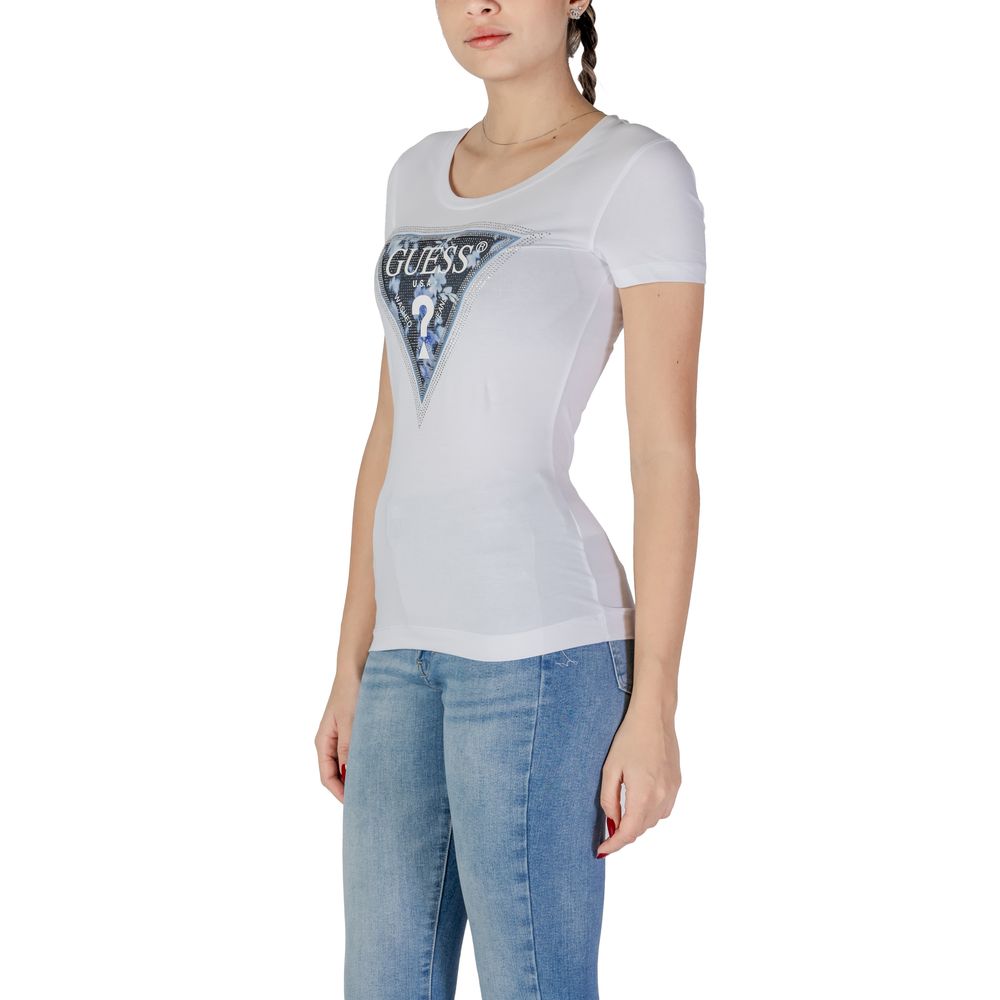 Guess White Cotton Tops & Women's T-Shirt