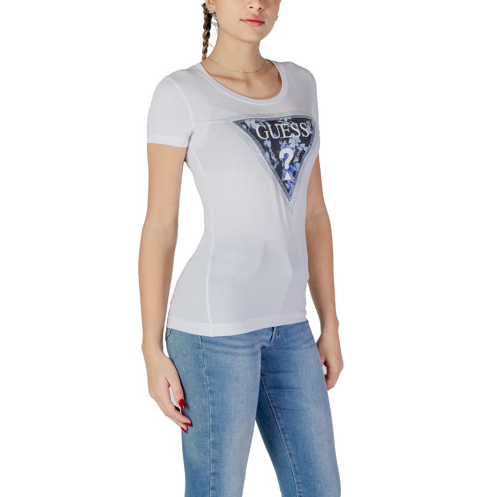 Guess White Cotton Tops & Women's T-Shirt