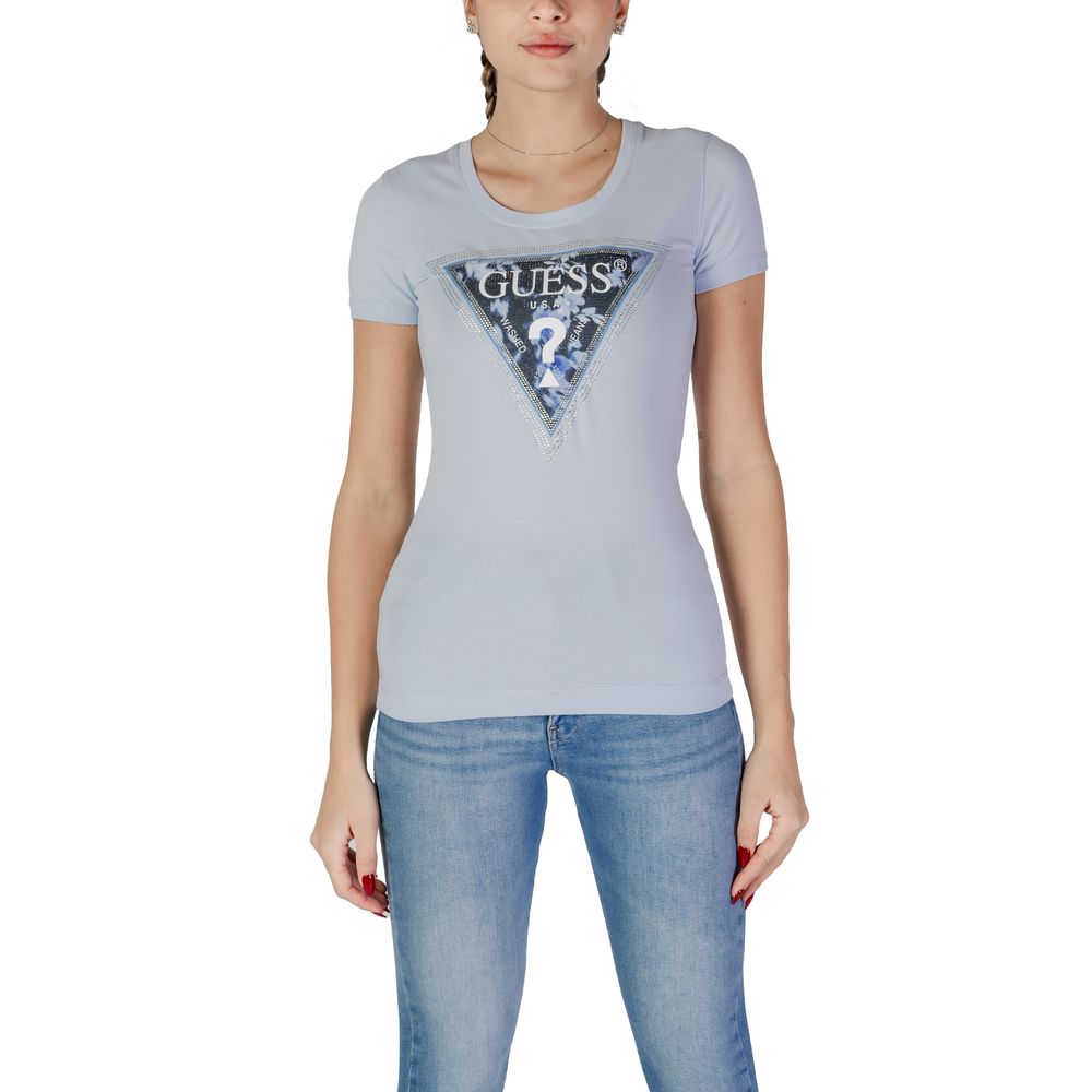 Guess Blue Cotton Tops & Women's T-Shirt