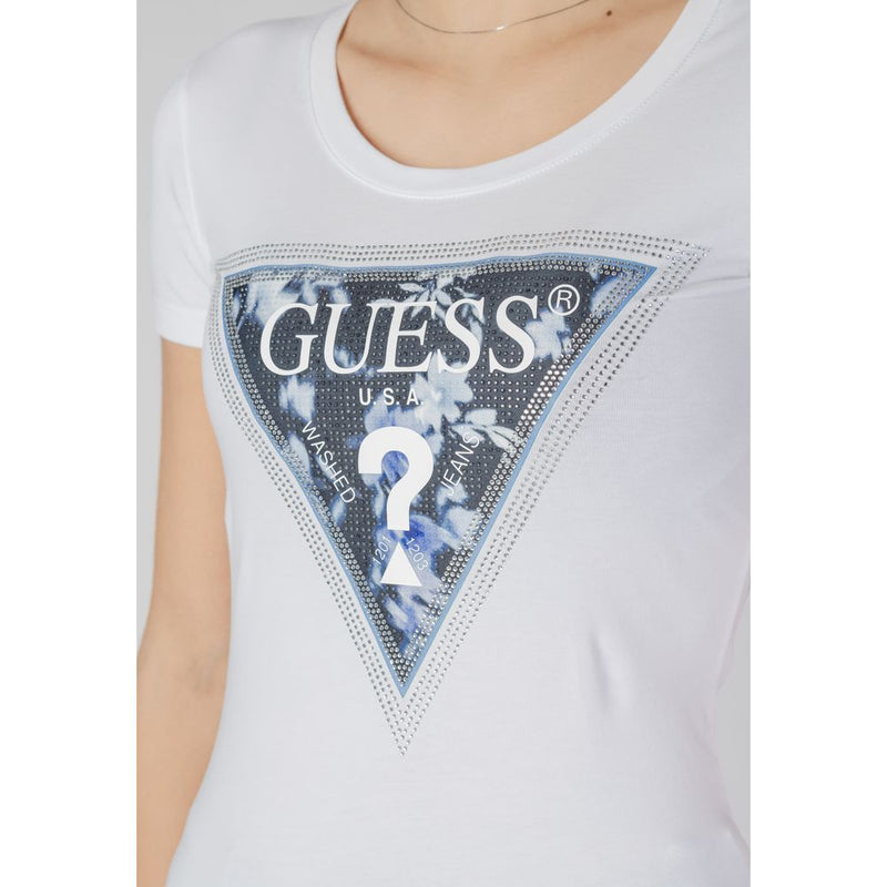 Guess White Cotton Tops & Women's T-Shirt