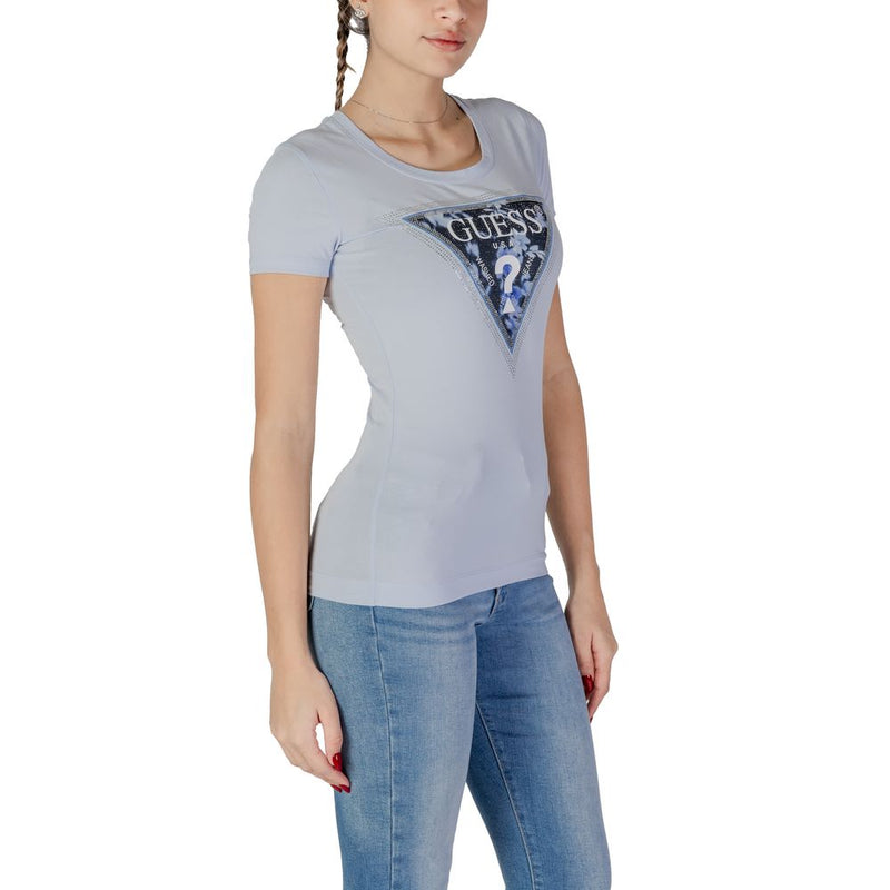 Guess Blue Cotton Tops & Women's T-Shirt