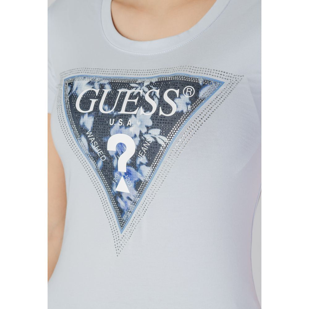 Guess Blue Cotton Tops & Women's T-Shirt