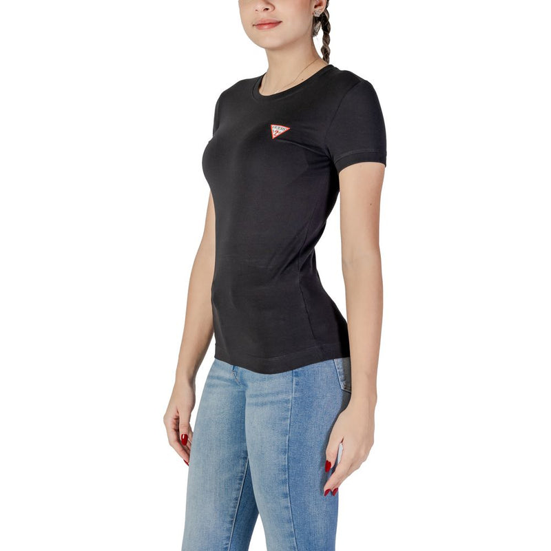 Guess Black Cotton Tops & Women's T-Shirt