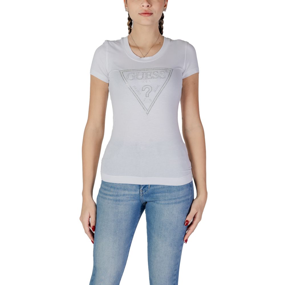 Guess White Cotton Tops & Women's T-Shirt