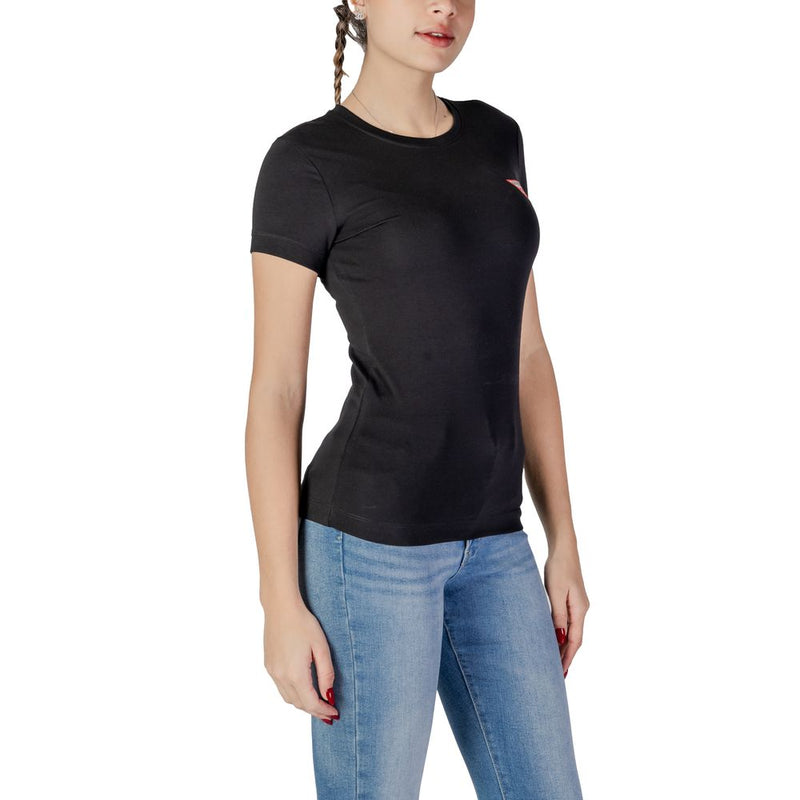 Guess Black Cotton Tops & Women's T-Shirt