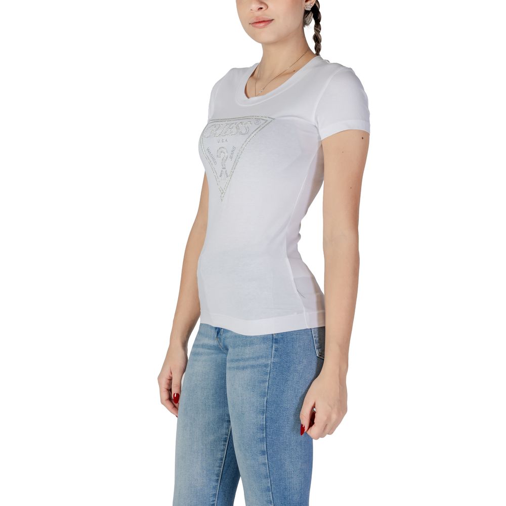 Guess White Cotton Tops & Women's T-Shirt