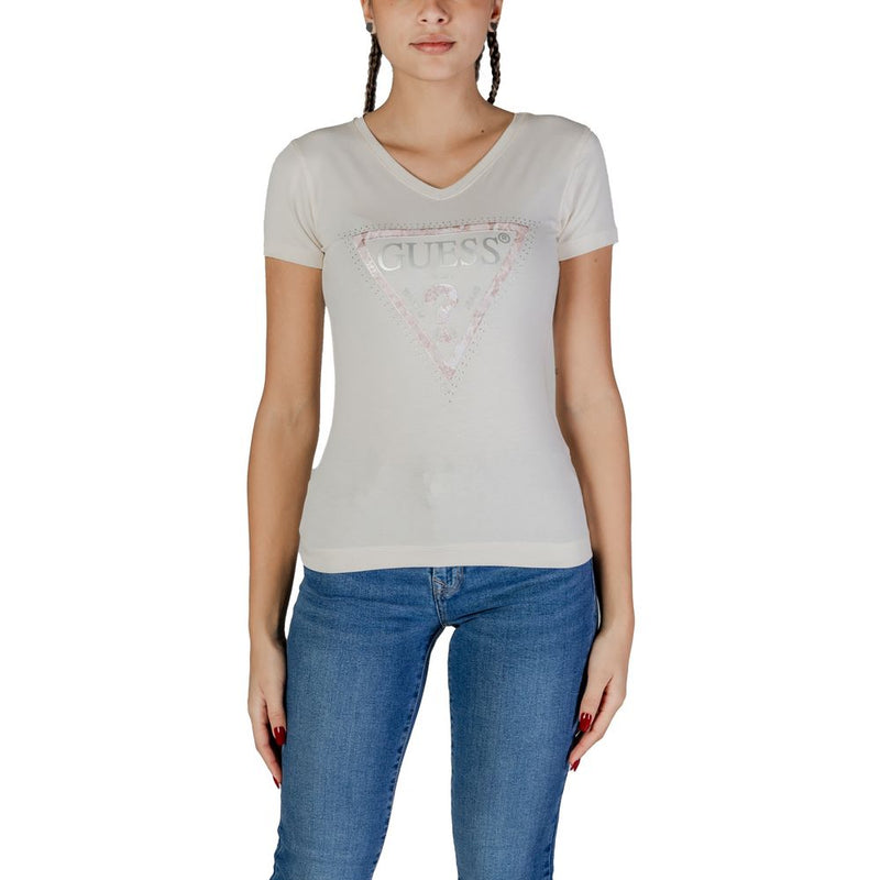 Guess Cream Cotton Tops & Women's T-Shirt