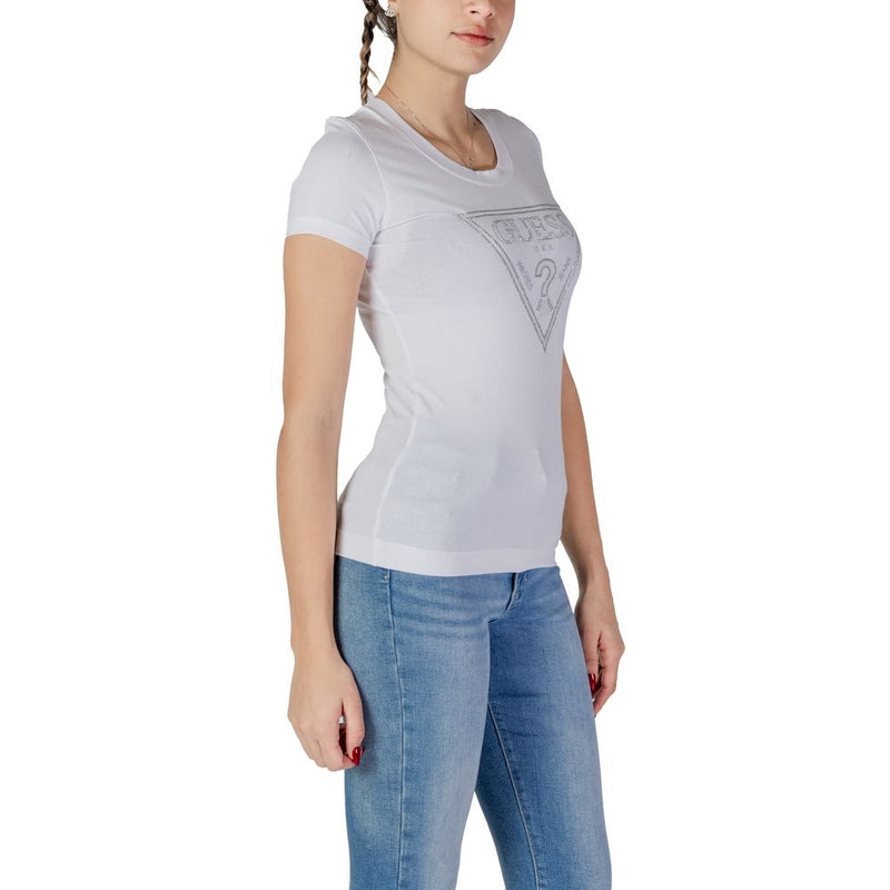 Guess White Cotton Tops & Women's T-Shirt