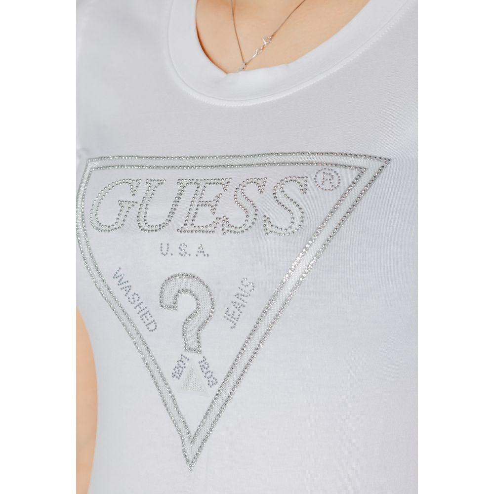 Guess White Cotton Tops & Women's T-Shirt