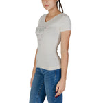 Guess Cream Cotton Tops & Women's T-Shirt