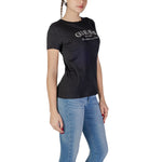 Guess Black Cotton Tops & Women's T-Shirt